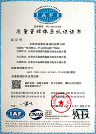 bevictor伟德官网电线ISO质量治理系统证书